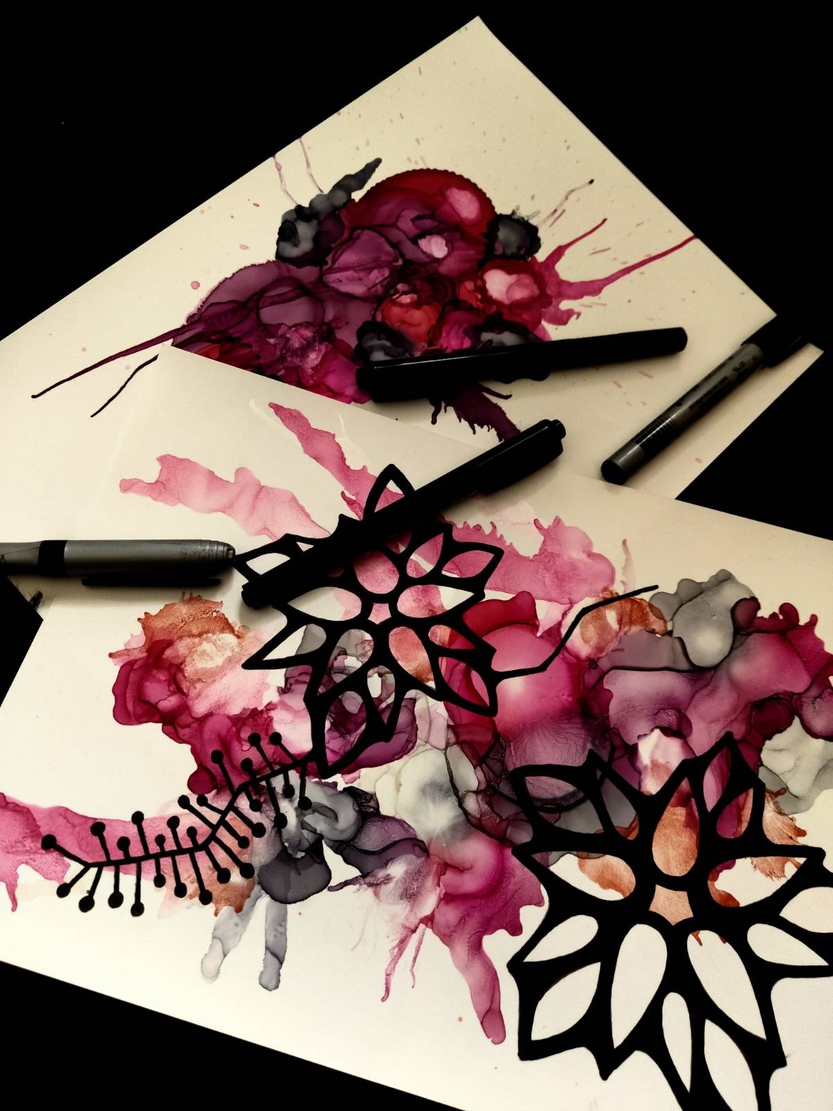 artkerstain, art, drawing, alcohol ink, marker